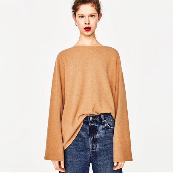 Zara Tops - Zara Tan Beige Sweater Bell Sleeves M